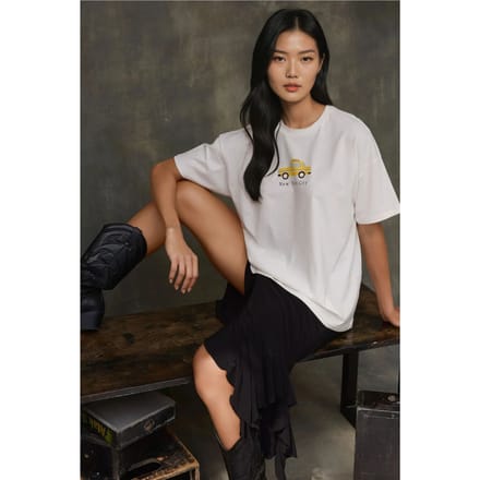 100% Katoenen Overmaat Geprinte Crew Neck T-Shirt