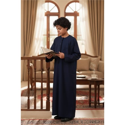 Kinderen jongens Marine Eid Marokkaanse Jubba Robe Djellaba Ramadan Eid Thobe LFS- K-HM11