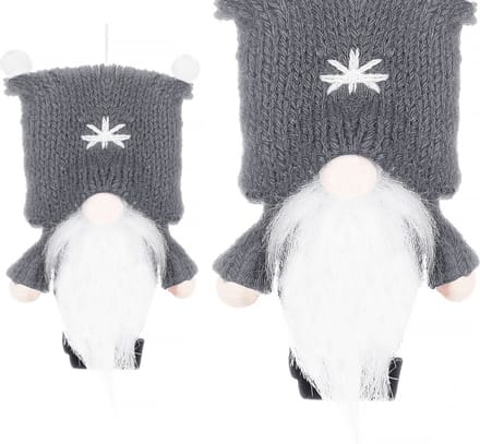 Springos Kerstkabouter - Kersthanger - Kerstdwerg - Kerstversiering - Grijs - 8 cm