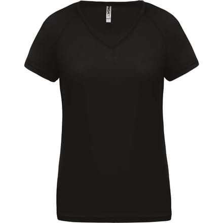 PROACT® Dames sport-t-shirt V-hals PA477 - Black - S
