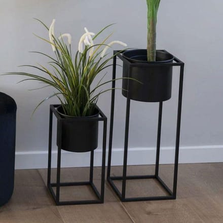 House-Nordic-2-delige-Bloempottenset-Lena-zwart