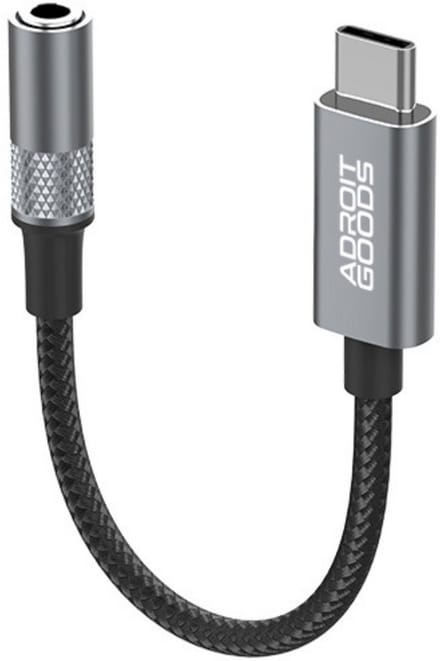 AdroitGoods USB Type-C naar 3,5 mm AUX Audio Kabel Adapter Compatibel met Type C Smartphones - Grijs