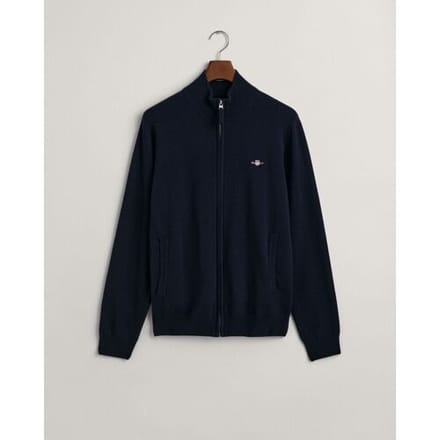 Gant Vest Superfine Lambswool Zip Cardigan Marine / male