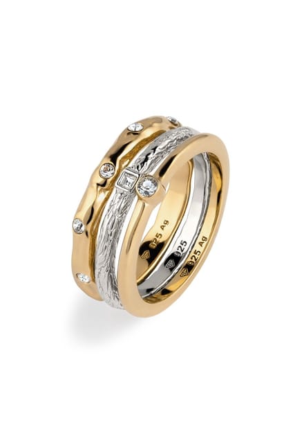 Elli - Ring - Ring Set Vrouwen Glazen Kristallen Xirius Geslepen Wit 925 Sterling Zilver - Dames