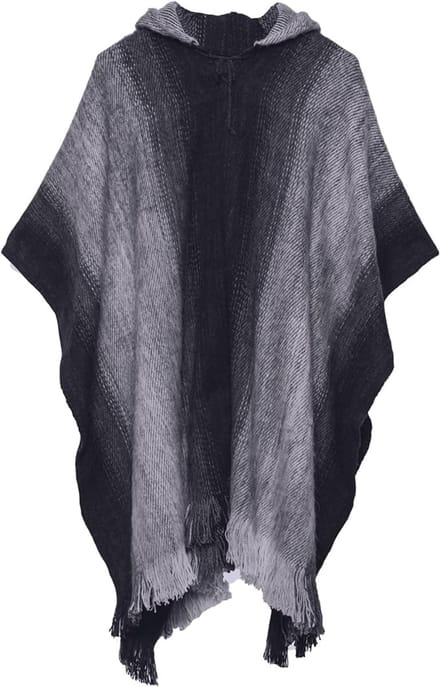 Warme en Zachte Peruaanse Poncho voor Heren - Geometrisch Ontwerp, One Size, Wollen Poncho Met Capuchon