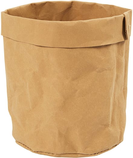 Faux Leather opslagzak, H: 12 cm, d 11 cm, 350 gr, lichtbruin, 1 stuk