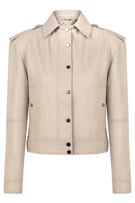Felix Hardy Korte / Crop Leren Jas Dames Beige - M