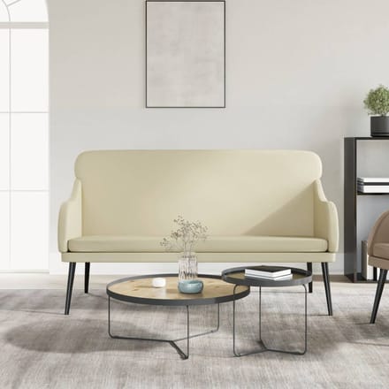 vidaXL - Bankje - 110x76x80 - cm - kunstleer - crèmekleurig
