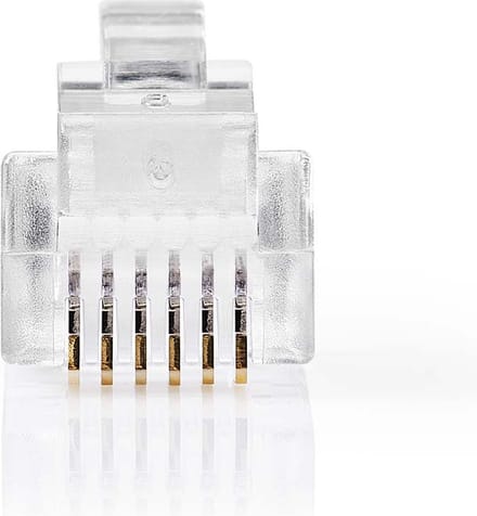 Nedis Telecom-Connector - Type Aansluiting: RJ12 - Recht - Connectorplating: Goud Verguld - PVC - Transparant