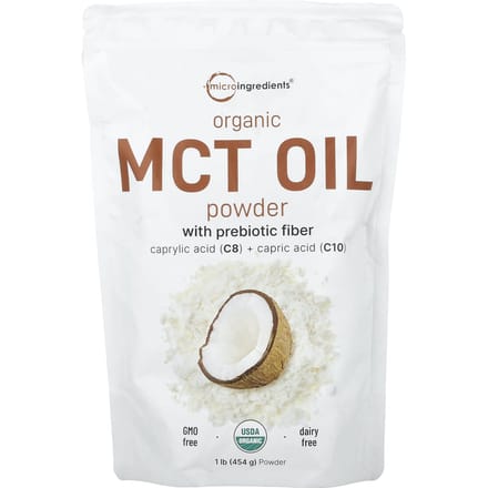 Micro Ingredients, Biologisch MCT-oliepoeder, met prebiotische vezels, 1 lb (454 gr)