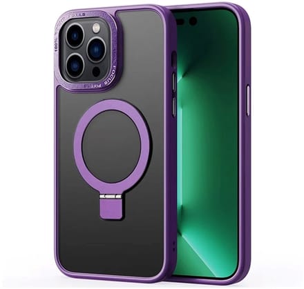 Cityhoesje - iPhone 15 Pro Max - Magnetic - Ring Holder Kickstand - Protective – Backcase - Paars