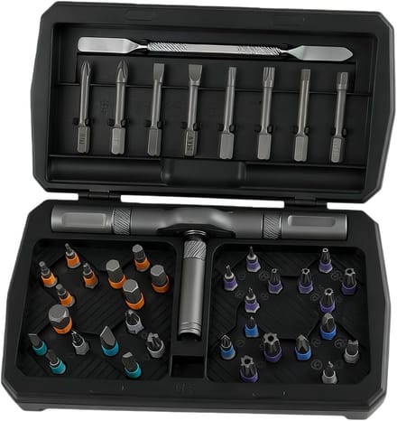 Ratelschroevendraaier Set - Multifunctioneel Gereedschap - Precisie Reparatie - Magnetische Bits - 43 Delig - Grijs