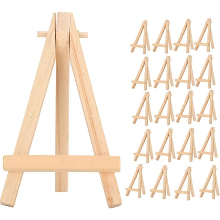 20 Pièces Chevalet en Bois Artware Mini A-Frame Bois Naturel Présentoir Trépied Support pour Décoration Accessoires d'Exposition beige
