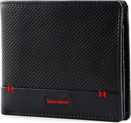 bruno banani Leren Portemonnee Wallet Black Zwart