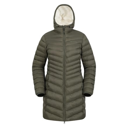 Mountain Warehouse Dames/Dames Florence gewatteerde jas met imitatiebontvoering (Kaki Groen)