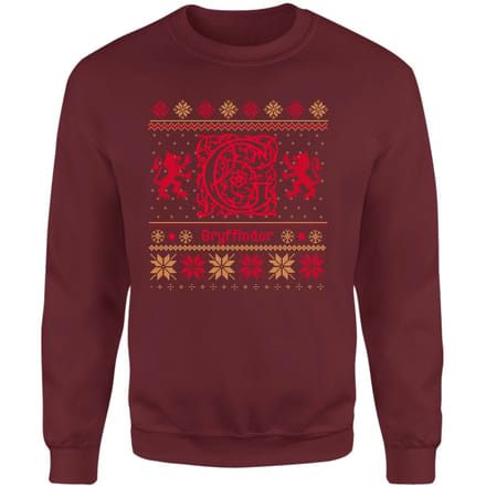 Harry Potter Gryffindor Christmas Christmas Jumper - Burgundy - S