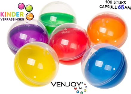 Lege capsules voor uitdeelcadeautjes doopsuiker speelgoed ei - 65 mm rond 100 stuks
