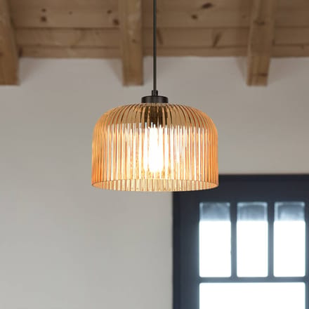COREP Hanglamp Luigi, amberkleurig/zwart, Ø 25 cm, glas
