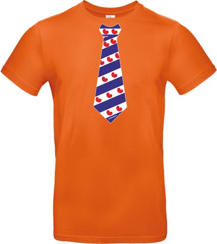 T-shirt oranje koningsdag met Friese stropdas Maat S van Shirtmakelaar