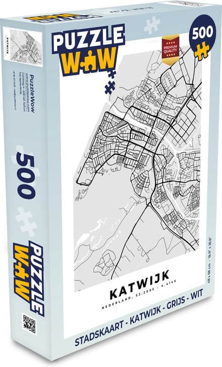 Puzzel Stadskaart - Katwijk - Grijs - Wit - Legpuzzel - Puzzel 500 stukjes - Plattegrond