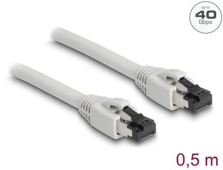 Delock RJ45 Network Cable Cat.8.1 S/FTP 0.5 m up to 40 Gbps grey