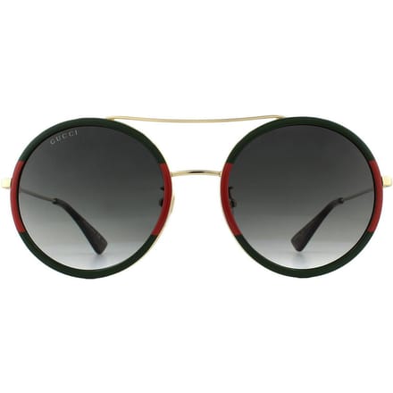 Gucci Zonnebril GG0061S 003 Goudgroen En Rood Groen Verloop