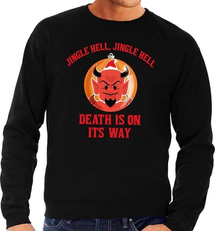 Foute kersttrui / sweater voor heren - zwart - Duivel Jingle Hell S