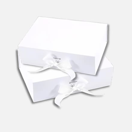 Cadeaudoos - 2 Stuks - Wit - Magneetdoos - Wit Lint - Geschenkdoos met Deksel - Giftbox Leeg - Valentijn