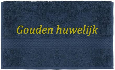 Handdoek - Goudenhuwelijk - 100x50cm - Donker blauw