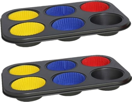 Gerim - 2x Muffins/cupcakes bakvorm/blik voor 6x stuks 26 x 18 cm