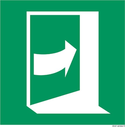 Deur rechts duwen sticker 200x200 mm - vinyl - ISO 7010 E023