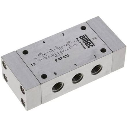 5/3 G1/4'' Middenuitlaat Luchtgestuurd Ventiel 0-8bar/0-112psi Airtec