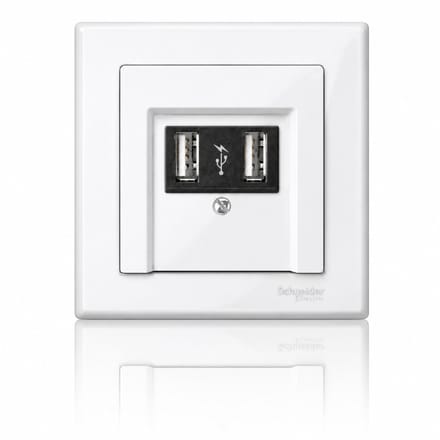Schneider Electric Merten dubbele USB wandlader compleet – wit