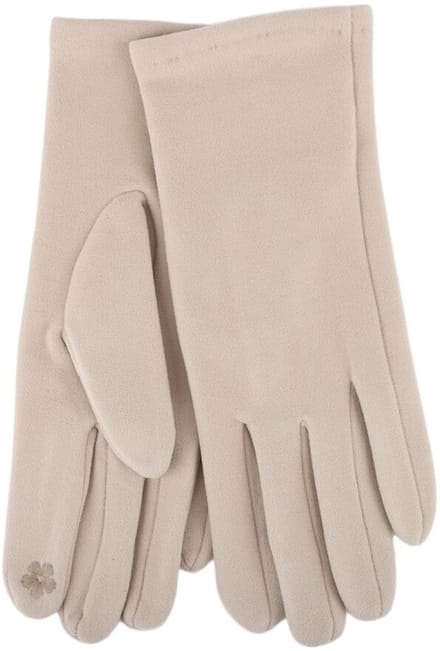 Stevige faux suede dames handschoenen Kerstin touchscreenfunctie effen beige