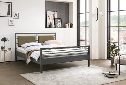 Bed Box Wonen - Manhattan Avelina metalen bed - Antraciet - 160x200