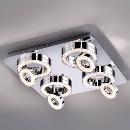 JUST LIGHT. GmbH Vierkante LED-plafondlamp Tim met 8 ringen