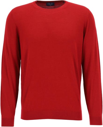 MARVELIS modern fit trui wol - O-hals - donkerrood