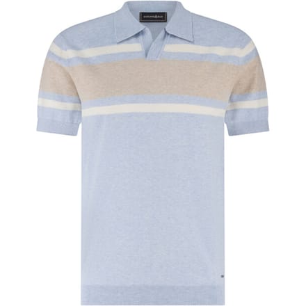Lichtblauwe polo Scotland Blue Avan knitted v-hals