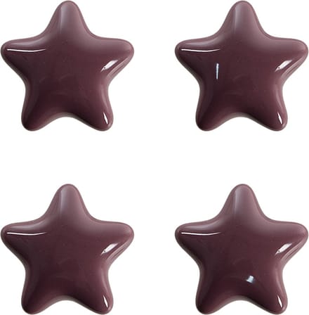 Clayre & Eef Deurknop Set van 4 Ster Ø 4 cm Paars Keramiek