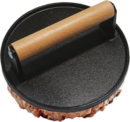 Hamburgerpers Metaal - Burgerpers Grill - Vlees Gelijkmatig Drukken - Hittebestendig Ontwerp - 17.5 cm - Rond