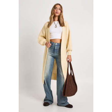 boohoo Dames Oversized Balloon Sleeve Cardigan | Steen | Maat: Small/Medium