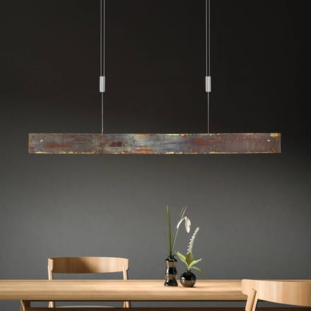 Quitani LED hanglamp Malu, goud geoxideerd, lengte 100 cm