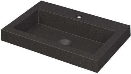 INK Dock Wastafel Quartz met 1 Kraangat - 600x400x60 mm - Quartz Zwart
