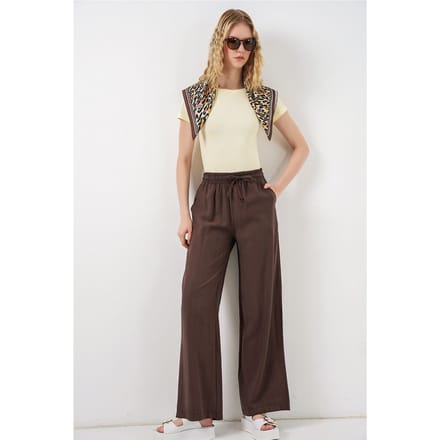 Hoge taille wijde broek met zakken