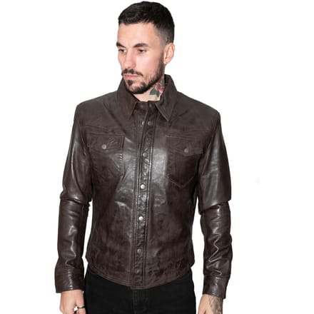 Heren retro leren overhemd jeansjack-Beijing