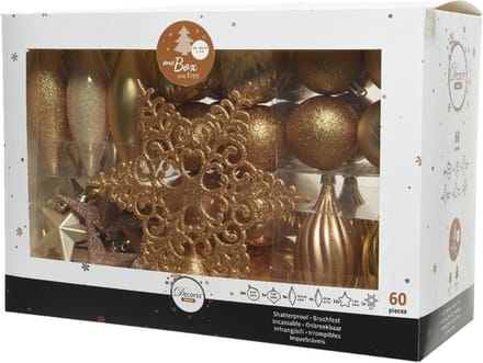 Kerstballenset kunststof 60 stuks goud
