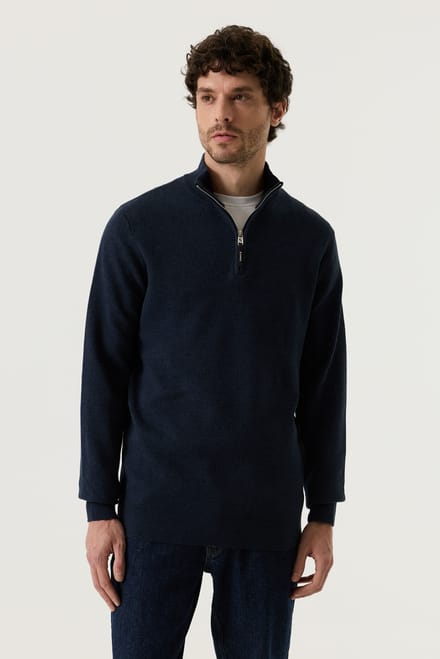 GARCIA Heren Effen Trui Blauw Lange mouw