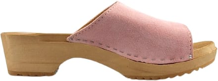 Houten sandalen met suede leren upper - Pastel Pink - Maat 37