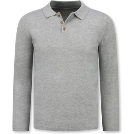 Trui Heren - Polo Shirt Heren Lange Mouw - 536 - Grijs