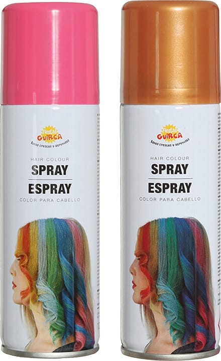 Fiesta Guirca Carnaval verkleed haar verf/spray - roze en goud - spuitbus - 125 ml